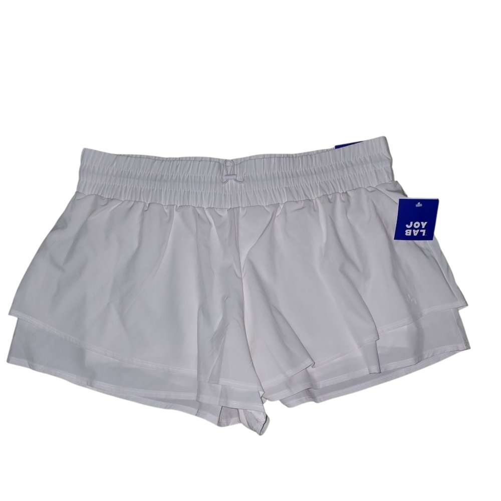 JoyLab Women's Athletic White Shorts, XXL, Built In Briefs, NWT!!!